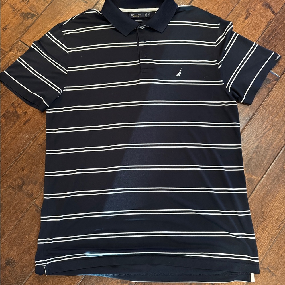 Nautica Men's Navy Polo with White Stripes